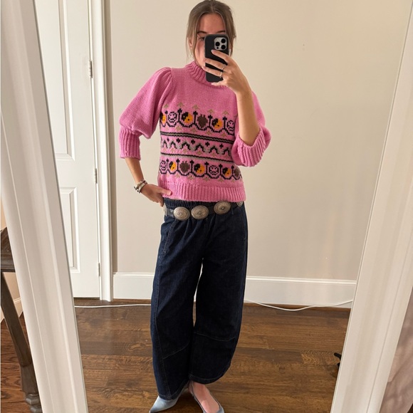 Ganni Pink Patterned Wool Sweater - Picture 2 of 6